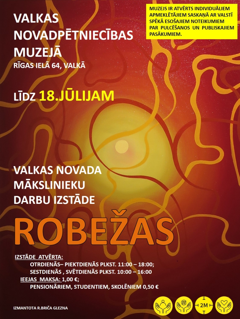 Valkas novada mākslinieku darbu izstādes "Robežas" notikuma afiša