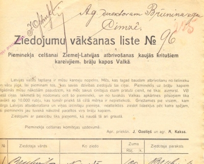 Ziedojumu vākšanas liste