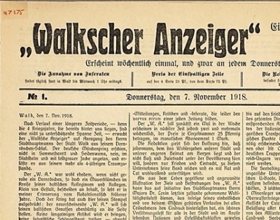 Laikraksts “Walkscher Anzeiger” 1918.gada   